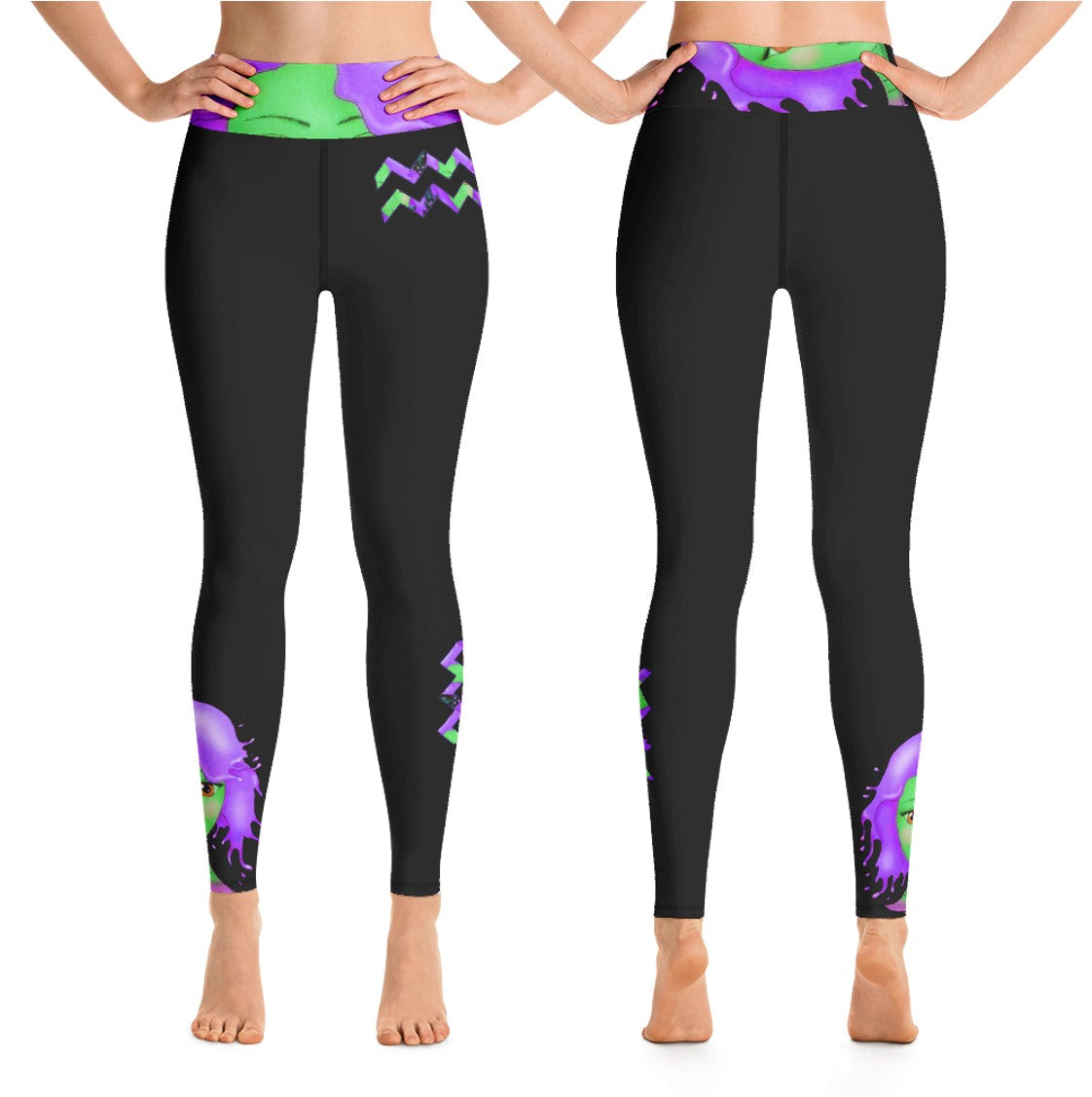 High Waist Leggings- Aquarius. Pale Sapphire Blue Yoga Pants. WickedYo.